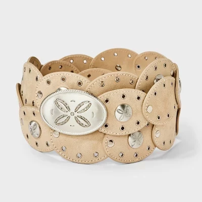 Западный овальный диск с заклепками и люверсом Western Belt - ™ Tan