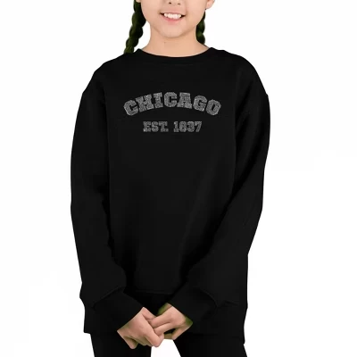 Толстовка с круглым вырезом Chicago 1837 - Girl's Word Art, черная
