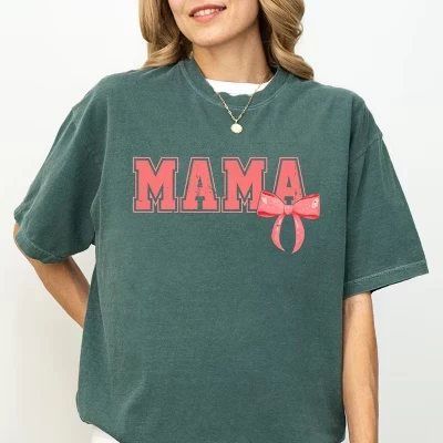 Окрашенная футболка с бантом Mama Coquette