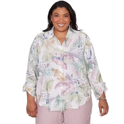 Женский топ Alfred Dunner с пуговицами, 2XL, зеленый