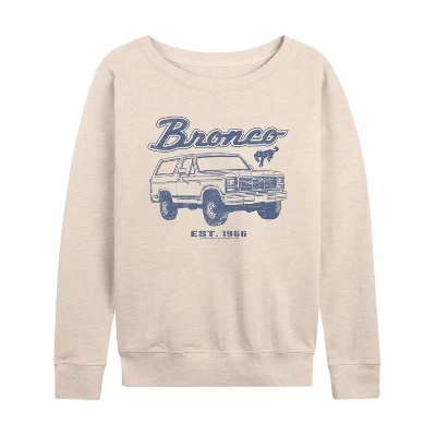 Women's -  - Bronco Sketch Lightweight French Terry Wide Neck Long Sleeve Graphic Shirt birch