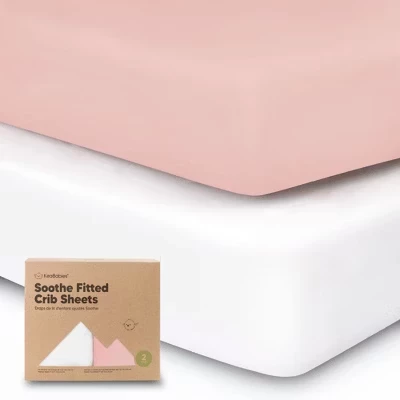 простыни для детской кроватки 2pk Soothe, нейтральные, органические, подходят для стандартного детского матраса размером 52х28 см. Розовый