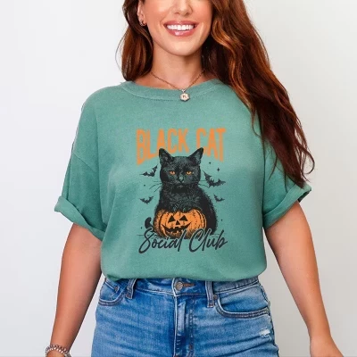 Футболка Black Cat Social Club, окрашенная в тыквенный цвет