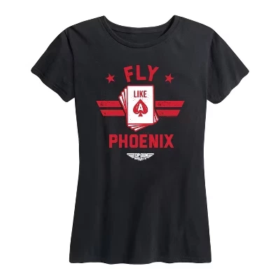 Женская футболка с коротким рукавом и рисунком Fly Like A Phoenix, черная