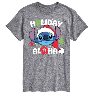 Мужская футболка Lilo & Stitch Holiday Aloha, меланжевая