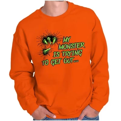 Толстовка My Monster Is Trying To Get Out для мужчин или женщин оранжевого цвета