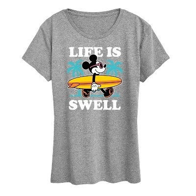 Женская футболка Life Is Swell с коротким рукавом и графическим рисунком серого цвета