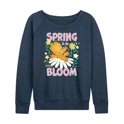Женская футболка Guardians of the Galaxy Spring Is In Bloom, легкая махровая рубашка с широким вырезом и длинными рукавами, цвет Хизер индиго