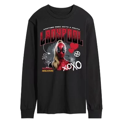Мужская футболка с длинным рукавом и рисунком Дэдпула и Росомахи Ladypool Xoxo, черная
