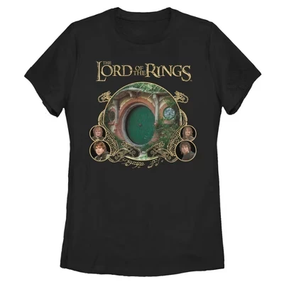 Женская футболка Fellowship of the Ring The Shire Circles черного цвета