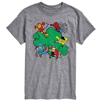 Мужская футболка Avengers Marvel Shamrock, серый меланж