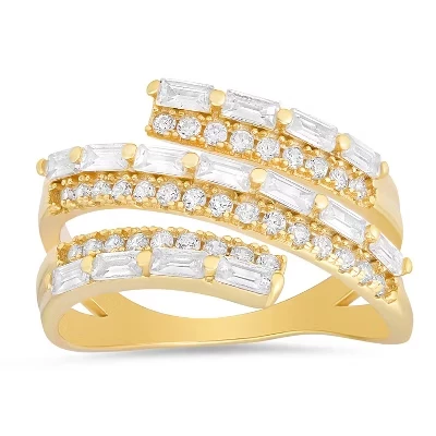 Кольцо queen-jewels спираль с багетными фианитами, золотое