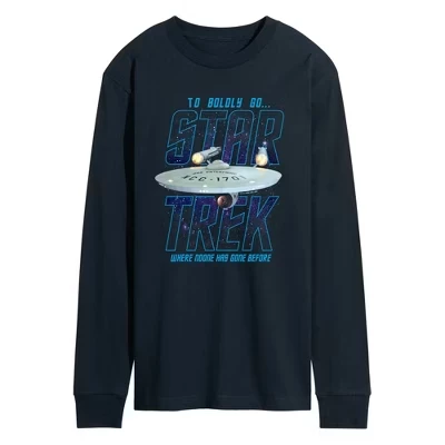 Мужская футболка с длинным рукавом и графическим принтом Boldly Go