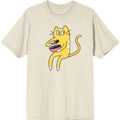 Мужская футболка с коротким рукавом Derpy Kitty Cat с розовой чашей из натуральной кожи