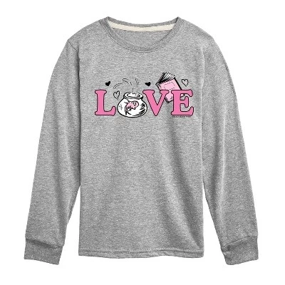 Футболка с принтом Love с длинным рукавом athletic heather