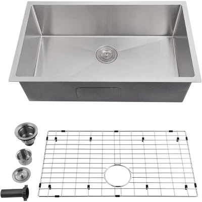 Modern Drop-in Workstation Kitchen Sink - 16 Gauge Stainless Steel Topmount Sink, 9