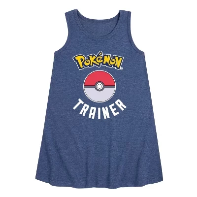 Платье Aline без рукавов с рисунком покемона для девочек - Pokémon - Pokémon Trainer, синее