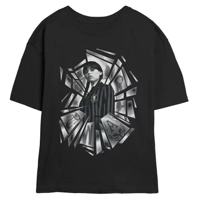 Женская футболка Juniors Womens Wednesday Broken Glass Icon черная