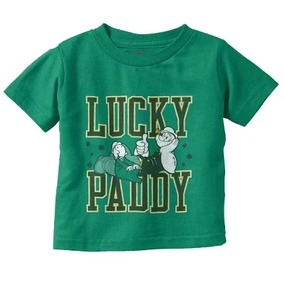Футболка для маленьких мальчиков Popeye St Patricks Lucky Paddy Toddler лицензионного белого цвета