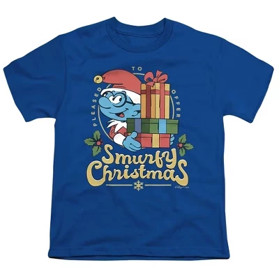 Мальчиковая футболка Smurfs Christmas, королевский синий