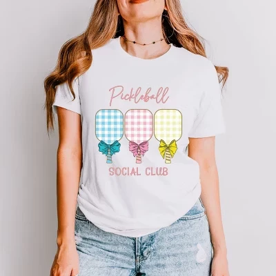 Футболка Pickleball Paddles в клетку с коротким рукавом белого цвета