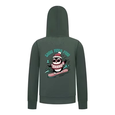 Рождественская коллекция Snow Much Fun Boys с капюшоном на молнии – Праздничная толстовка с пингвином зеленого цвета