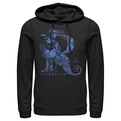 Мужская толстовка с капюшоном с логотипом Ravenclaw R черный