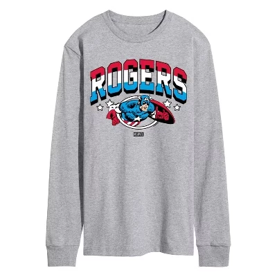 Men's -  - Captain America Rogers Long Sleeve Graphic T-Shirt athletic heather