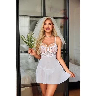 Женский пеньюар Avildlove с кружевом, белый