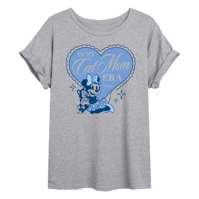 Женская футболка Disney Minnie Cat Mom оверсайз, серая