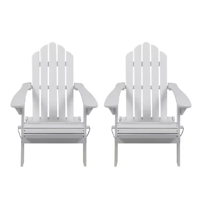 складные стулья Adirondack из дерева акации 2pk Hazel на открытом воздухе - белый