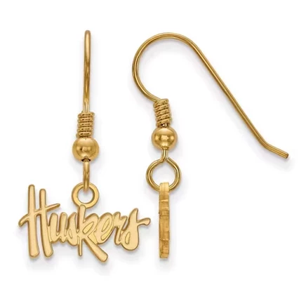 Серьги Black Bow Jewelry Nebraska Cornhuskers, 14k позолота