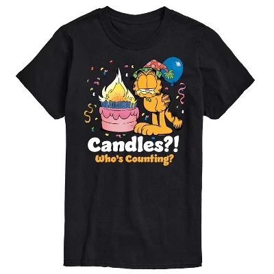 Мужская футболка Candles Who's Counting Birthday с коротким рукавом и графическим рисунком, черная