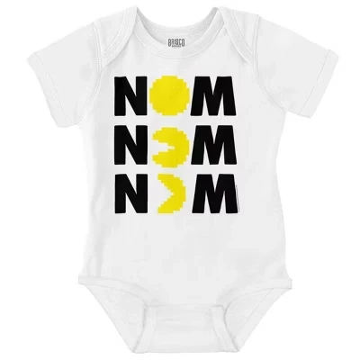 Винтажная аркадная игра PACMAN Nom Nom Baby Romper для мальчиков или девочек лицензионного белого цвета
