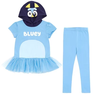 Детский комплект Bluey: футболка-платье и леггинсы, голубой