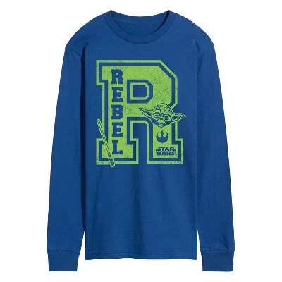 Мужская футболка с длинным рукавом Yoda and friends Collegiate Rebel с графическим рисунком, синяя