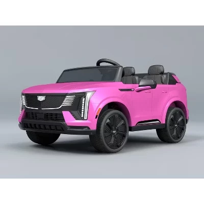 Детский лицензированный автомобиль Cadillac Ride On Truck с напряжением 24 В - 2-местный электромобиль с дистанционным управлением от родителей, плавный старт, для мальчиков и девочек, розовый