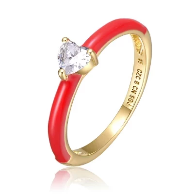Детское кольцо Guili Solitaire, фианит, красное