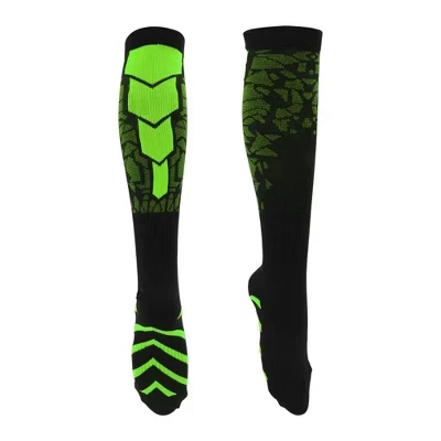 Cycling Athletic Socks Anti Slip Sweat Absorb Anti Friction Outdoor Foot Line Stripes 1 Pair black, green