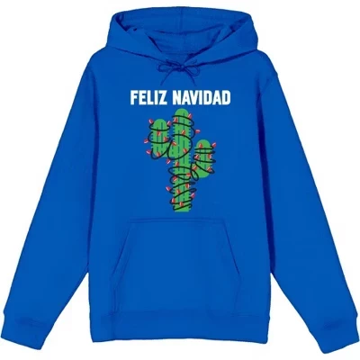 Толстовка с длинным рукавом Feliz Navidad Christmas Cactus для взрослых синий