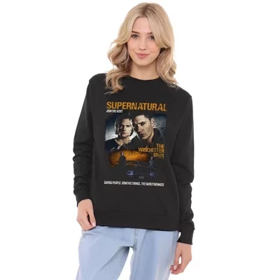 Женская толстовка с надписью Sam And Dean Poster Crew, черная