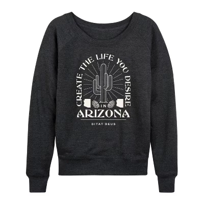 Женская рубашка Create Life Arizona из легкого французского махрового полотна с широким вырезом и длинными рукавами и графическим рисунком heather charcoal