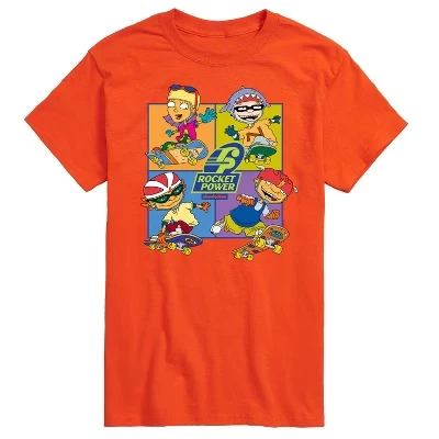 Мужская футболка Rocket Power Otto Regina Sam Maurice Skaters с коротким рукавом и графическим рисунком оранжевого цвета