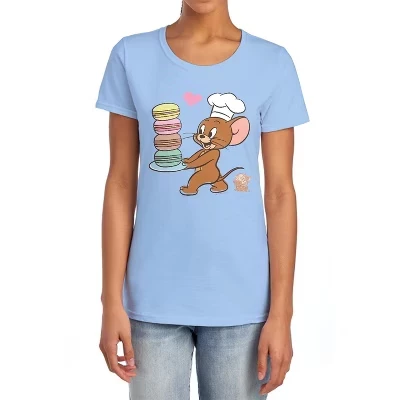 Women's Tom And Jerry Macaron Love T-Shirt light blue