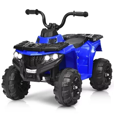 Дети катаются на квадроцикле ATV Quad 4 Wheeler, Электрическом игрушечном автомобиле с питанием от батареи 6 В, Светодиодные фонари синего цвета