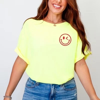 S.W.Smiley Fishing Club Anchor - Женская одежда, окрашенная футболка с рисунком лимонного цвета