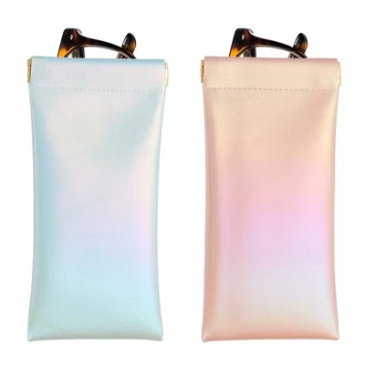 Дорожный чехол-органайзер для солнцезащитных очков Soft Squeeze Top из искусственной кожи для путешествий, 2 предмета, градиентный синий /градиентный розовый