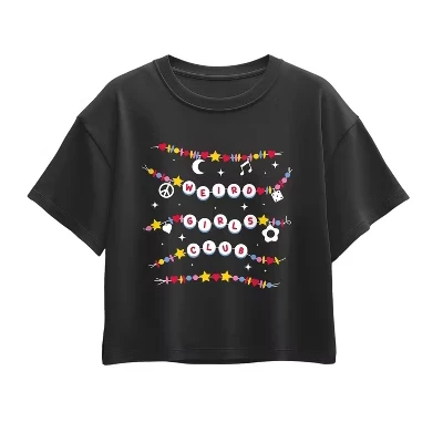 Футболка Weird Girls Club Beads с коротким рукавом и квадратным рисунком черного цвета