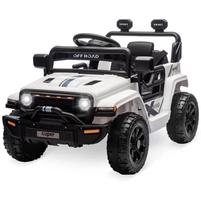 Грузовой автомобиль GARVEE 12V Ride On Truck с дистанционным управлением от родителей, музыкальным сопровождением на рулевом колесе, пружинной подвеской на 4 колеса, светодиодной подсветкой, 2 скоростями, для детей от 3 лет, белый