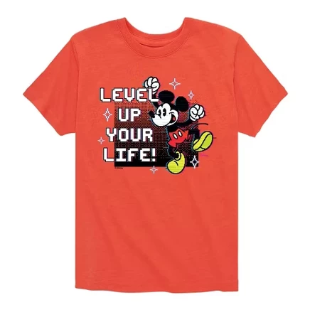 Детская футболка Disney Level Up, меланжево-оранжевая